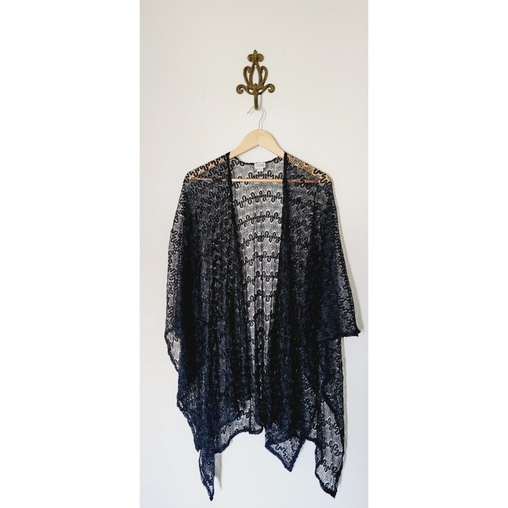 XOXO Y2K  Black Lace Shawl Goth Romantic Wrap Scarf Whimsigoth Boho Dark Fairy